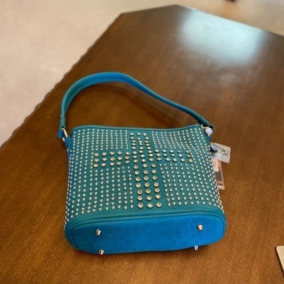 Montana west studded hobo tote bag turquoise - Picture 6 of 8